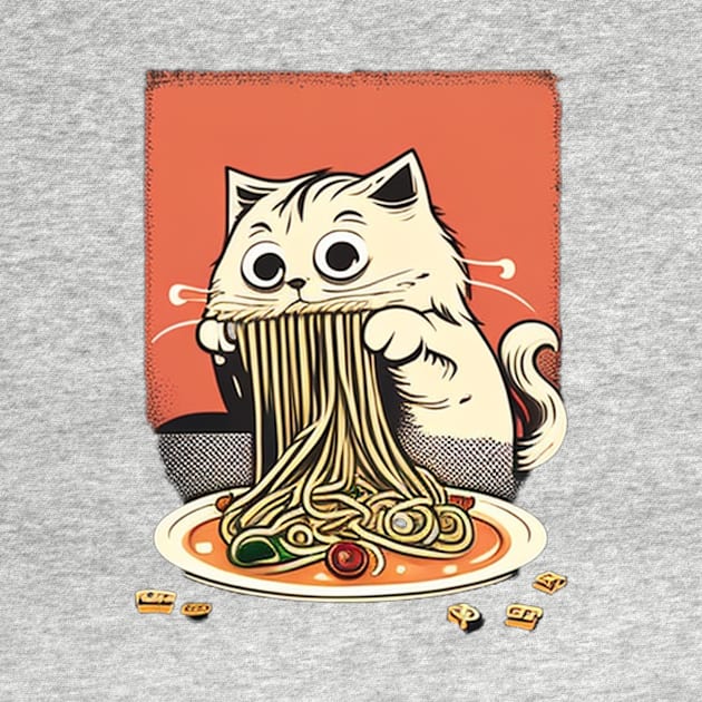 CAT EATING SPAGUETTI by TheABStore